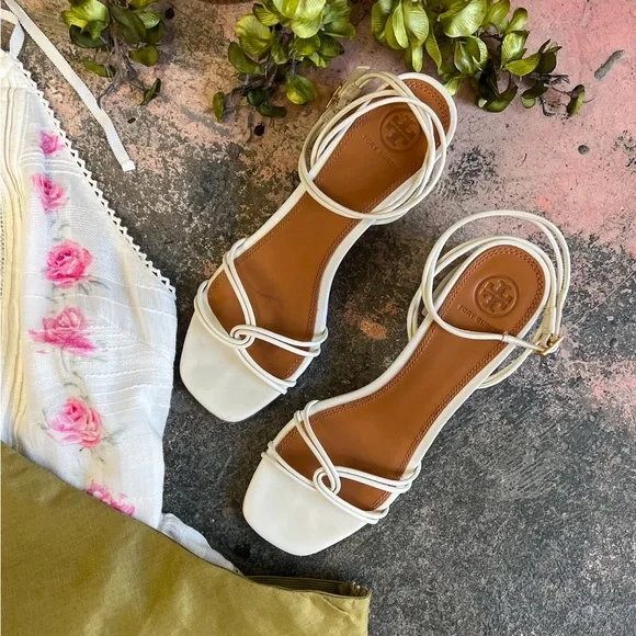 Tory Burch White Mini Benton Knotted Strap Sandals - Picture 2 of 12